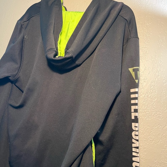 Title Boxing Black Performance Jacket Green Neon Accents Hood Full-Length Zipper - Picture 7 of 11